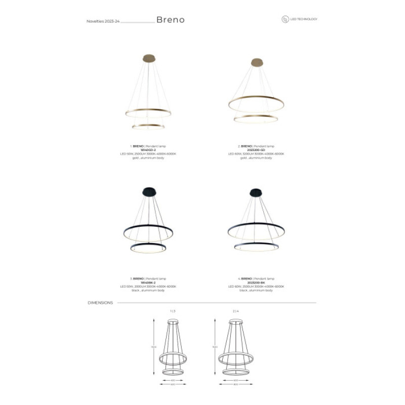 Люстра LED BRENO 2023200-BK Zuma Line чорний