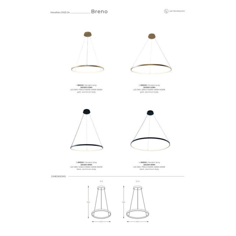Люстра LED BRENO 2023201-BK60 Zuma Line чорний