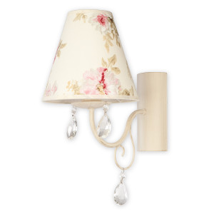 Бра Lemir Lighting O1960 AB KW Velio Abażur antyczna biel + kwiaty E27 1x60W IP20