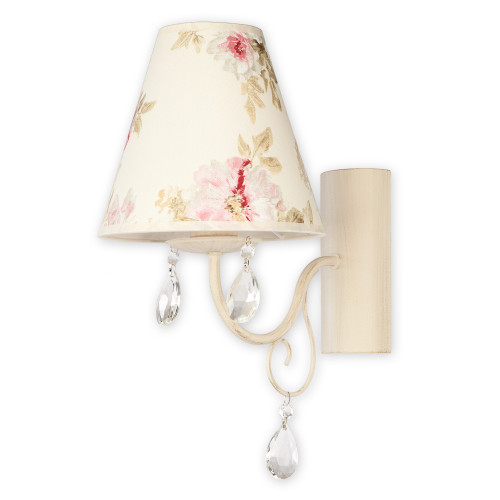 Бра Lemir Lighting O1960 AB KW Velio Abażur antyczna biel + kwiaty E27 1x60W IP20