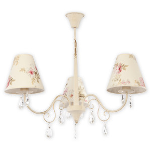 Люстра Lemir Lighting O1963 AB KW Velio Abażur antyczna biel + kwiaty E27 3x60W IP20