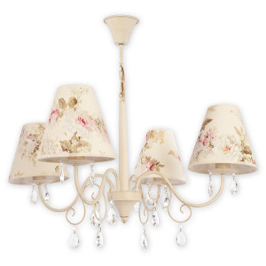 Люстра Lemir Lighting O1964 AB KW Velio Abażur antyczna biel + kwiaty E27 4x60W IP20