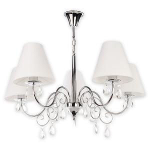 Люстра Lemir Lighting O1965 CH BIA Velio Abażur chrom + biały E27 5x60W IP20