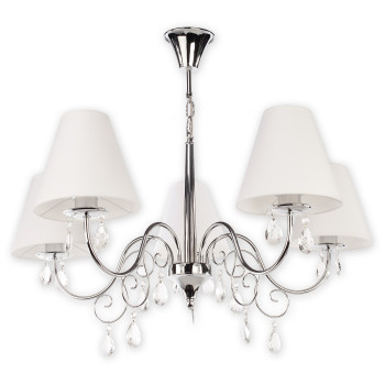 Люстра Lemir Lighting O1965 CH BIA Velio Abażur chrom + biały E27 5x60W IP20