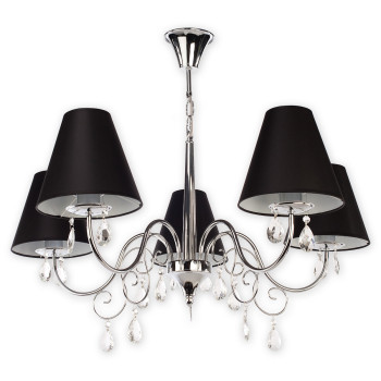 Люстра Lemir Lighting O1965 CH CZA Velio Abażur chrom + czarny E27 5x60W IP20