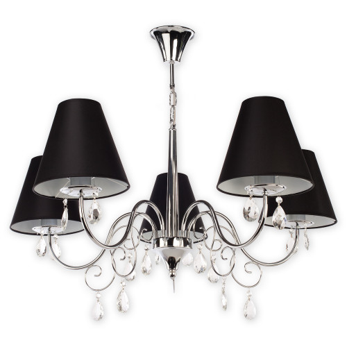 Люстра Lemir Lighting O1965 CH CZA Velio Abażur chrom + czarny E27 5x60W IP20