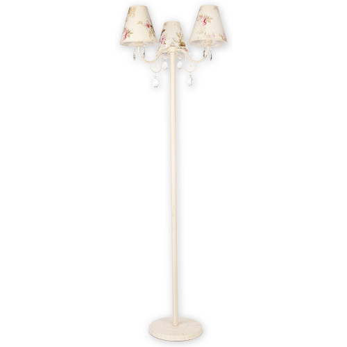 Торшер Lemir Lighting O1969 AB KW Velio Abażur antyczna biel + kwiaty E27 3x60W IP20