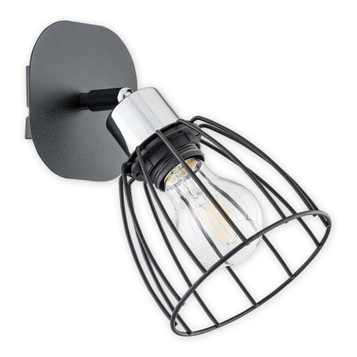 Бра Lemir Lighting O2690 K1 CZA Hornet czarny matowy + chrom E27 1x60W IP20