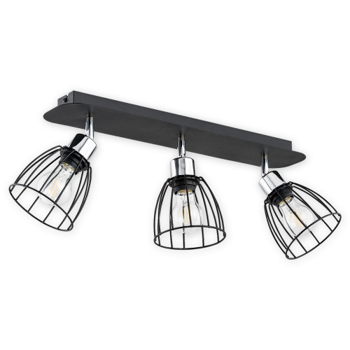 Спот Lemir Lighting O2693 P3 CZA Hornet czarny matowy + chrom E27 3x60W IP20