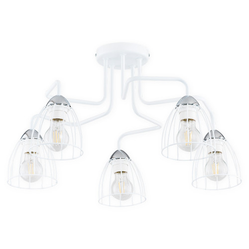 Люстра Lemir Lighting O2705 W5 BIA Senso biały matowy + chrom E27 5x60W IP20