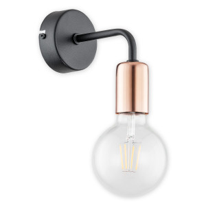 Бра Lemir Lighting O2740 K1 CZA Pixi czarny matowy + miedź E27 1x60W IP20