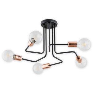 Люстра Lemir Lighting O2745 W5 CZA Pixi czarny matowy + miedź E27 5x60W IP20