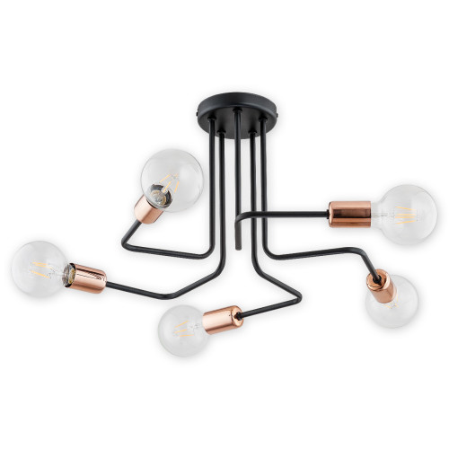 Люстра Lemir Lighting O2745 W5 CZA Pixi czarny matowy + miedź E27 5x60W IP20