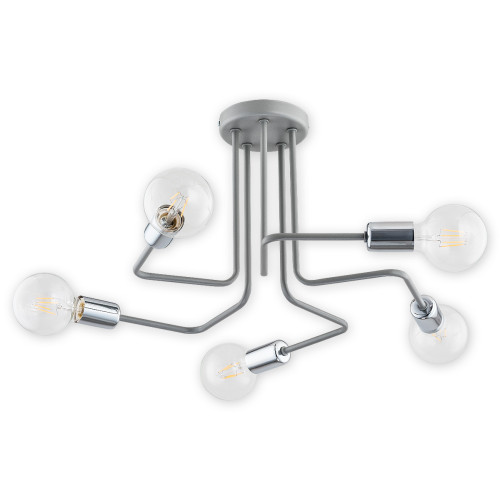 Люстра Lemir Lighting O2745 W5 SZA Pixi szary matowy + chrom E27 5x60W IP20