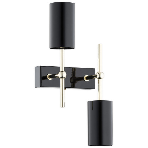 Бра Lemir Lighting O3142 K2 CZA Frigga czarny połysk + złoty GU10 2x10W IP20