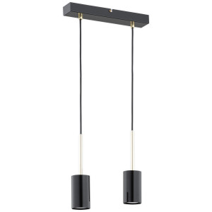 Люстра підвісна Lemir Lighting O3146 W2 CZA Frigga czarny połysk + złoty GU10 2x10W IP20