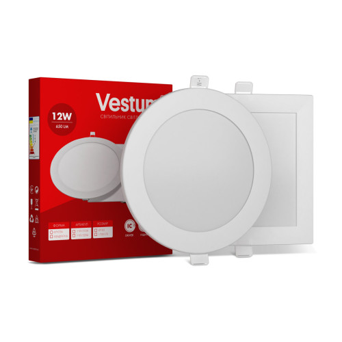 Круглий світлодіодний врізний світильник Vestum 12W 6000K 220V 1-VS-5109