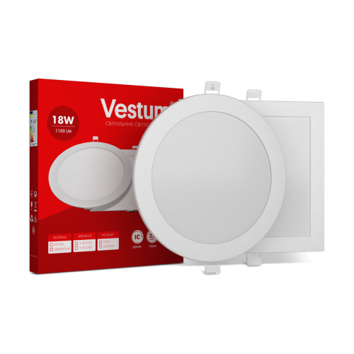 Круглий світлодіодний врізний світильник Vestum 18W 6000K 220V 1-VS-5110