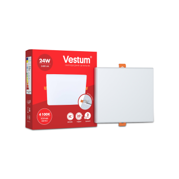Квадратний світлодіодний врізний світильник "без рамки" Vestum 24W 4100K 1-VS-5607