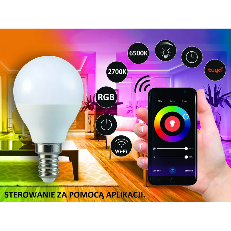 Розумна світлодіодна лампа Sanico Goldlux Wi-Fi E14 G45 5.5W ТЕПЛИЙ 2700K~ХОЛОДНИЙ 6500K + RGB TUYAsmart – 313799