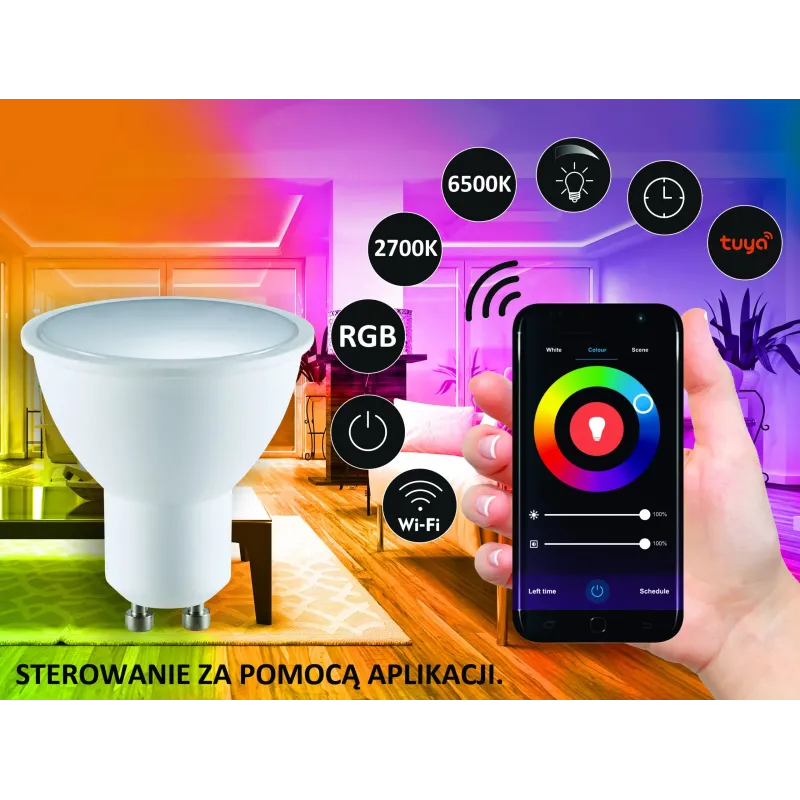 Розумна світлодіодна лампа Sanico Goldlux Wi-Fi GU10 5.5W ТЕПЛИЙ 2700K~ХОЛОДНИЙ 6500K + RGB TUYAsmart – 313805