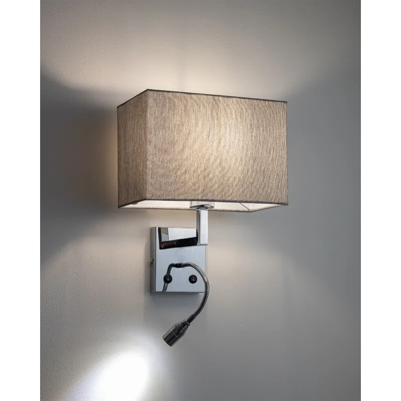Бра, настінний світильник Nowodvorski 11793 Hotel Mood E27+LED 2x10W+2.2W 4000K IP20 сірий