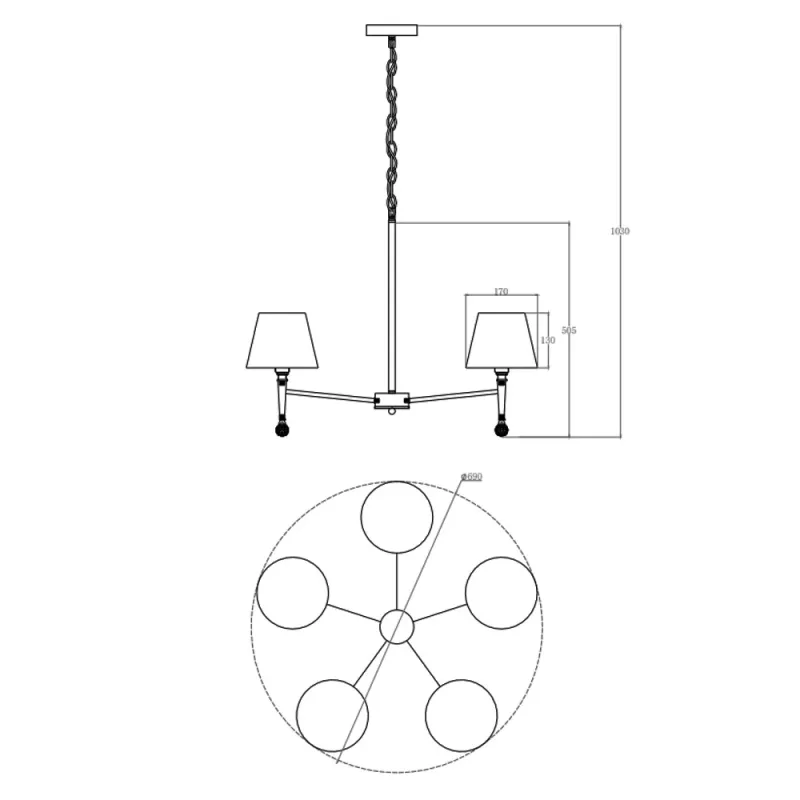 Люстра Edlin PL321168-5 Natano E14 5x12W IP20 хром 32205328